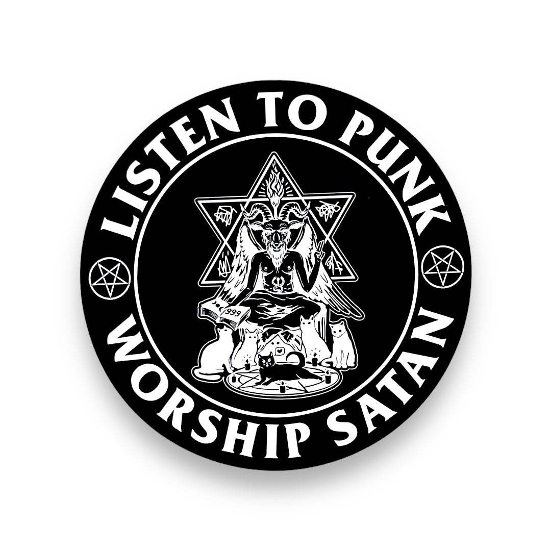 Listen To Punk Worship Satan Sticker